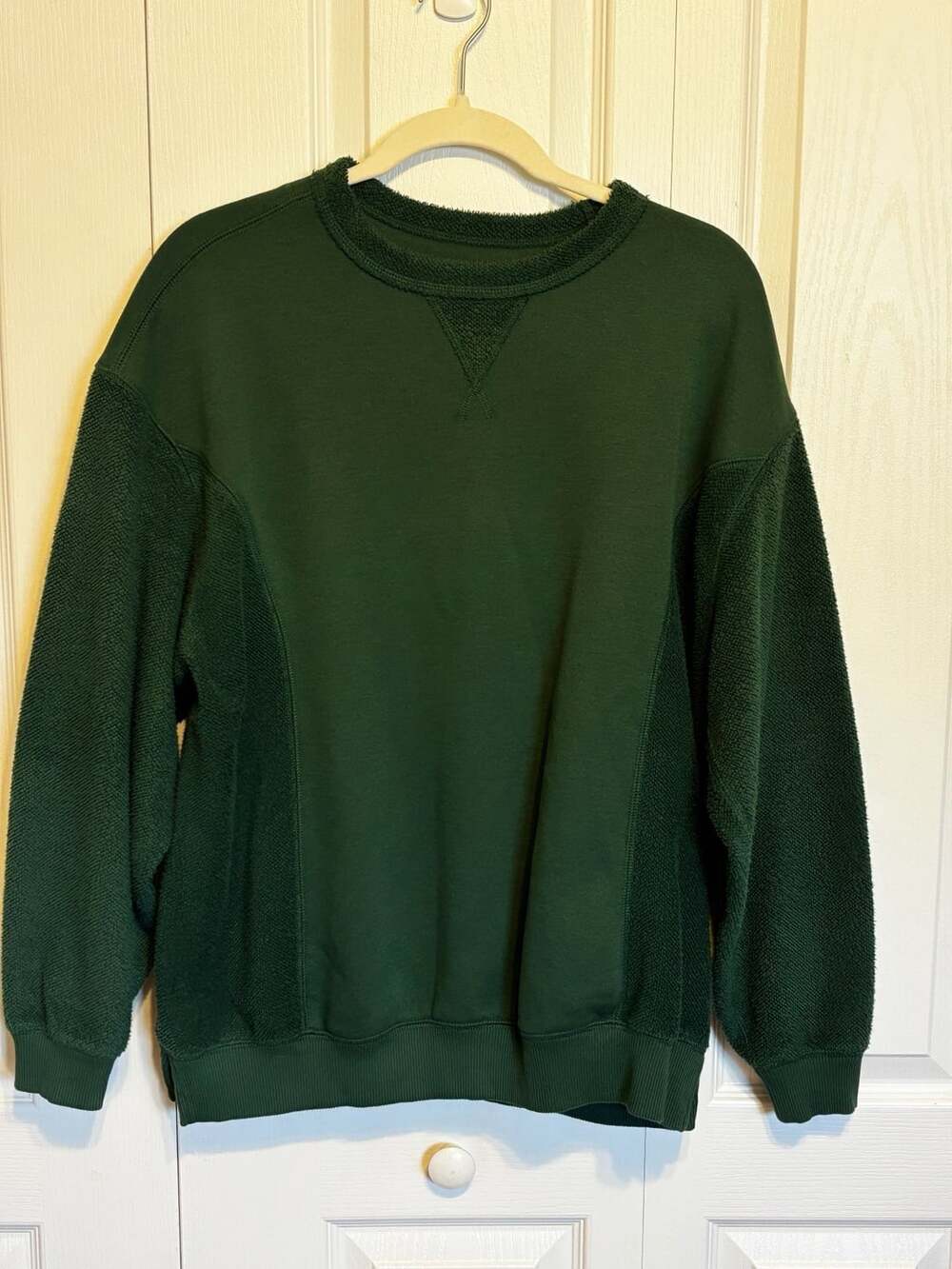 Aerie Crewneck Sweater Size XXS Green Textured Patchwork